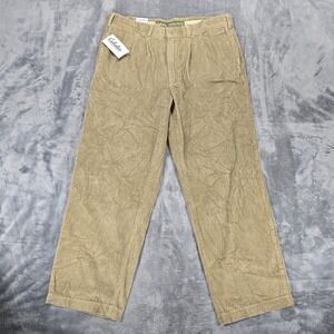 Cabelas Hunstman Corduroy Pants Mens 36X30 (Actual) Beige Pleated Relaxed Casual